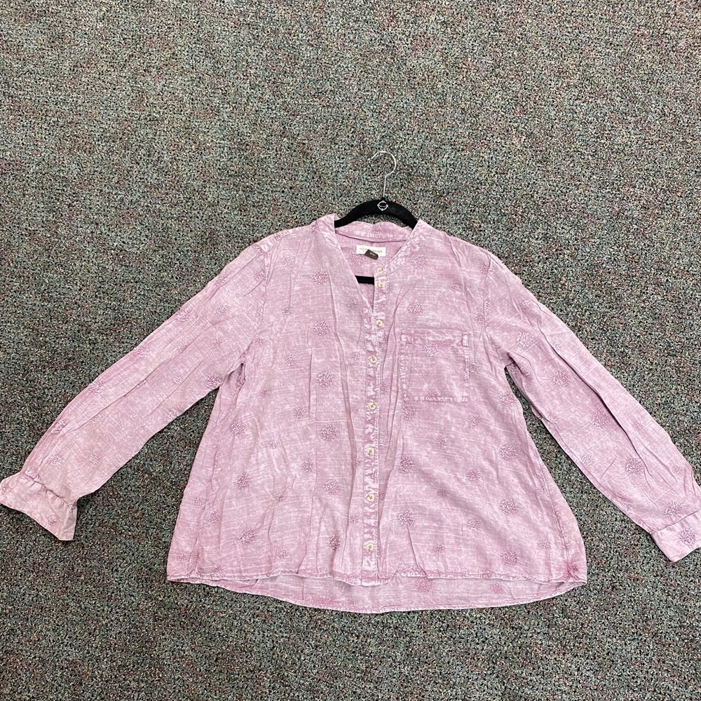 Anthropologie Pilcro Whitney Embroidered Trapeze Buttondown Lilac Size Small - Picture 6 of 14